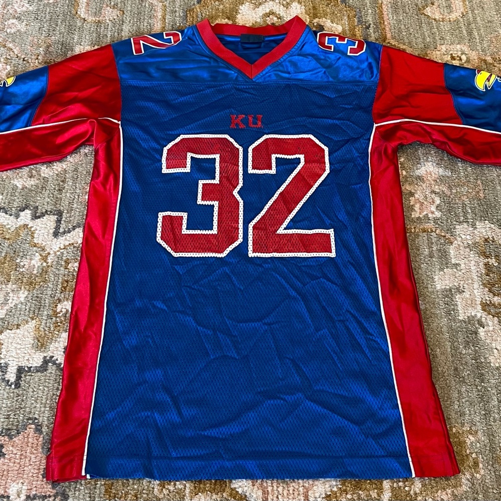 Kansas Jayhawks Pro Edge Football Jersey Number 32 ‎ Blue Men’s Size Small Flaws